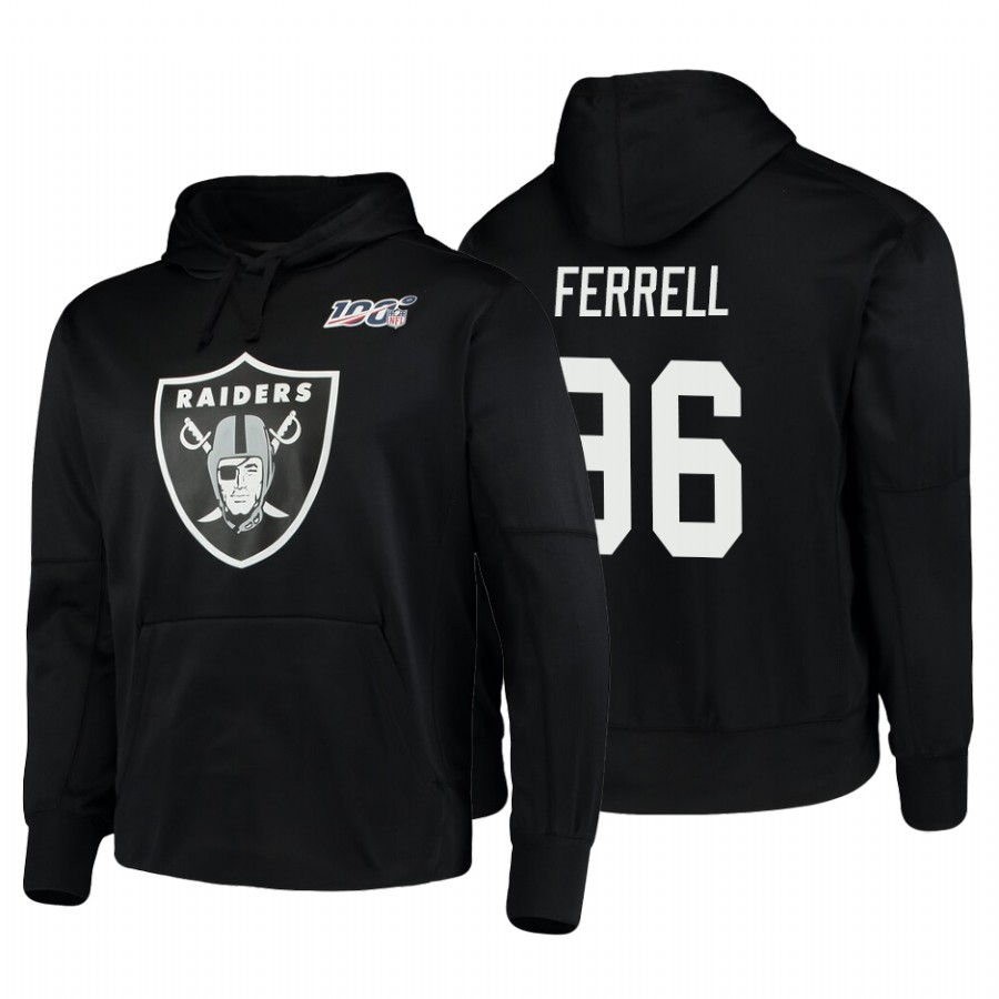 Oakland Raiders #96 Clelin Ferrell Nike NFL 100 Primary Logo Circuit Name & Number Pullover Hoodie Black
