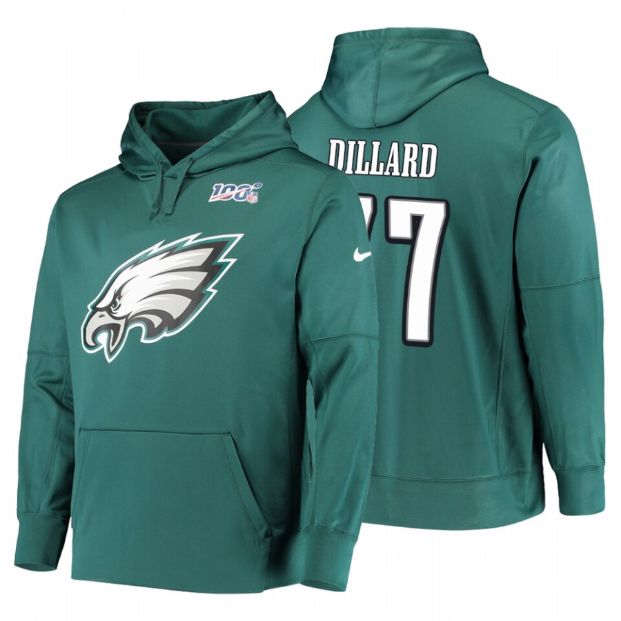 Philadelphia Eagles #77 Andre Dillard Nike NFL 100 Primary Logo Circuit Name & Number Pullover Hoodie Midnight Green