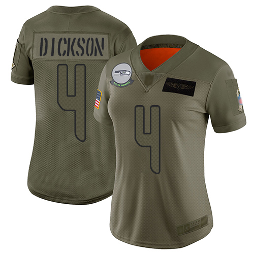 Nike Seahawks #4 Michael Dickson Camo Women's Stitched NFL Limited 2019 Salute to Service Jersey