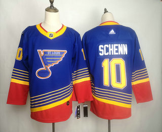Men's St. Louis Blues #10 Brayden Schenn Blue Adidas Stitched NHL Throwback Jersey