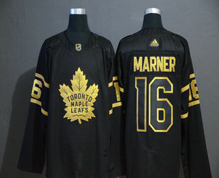 Men's Toronto Maple Leafs #16 Mitchell Marner Black Golden Adidas Stitched NHL Jersey