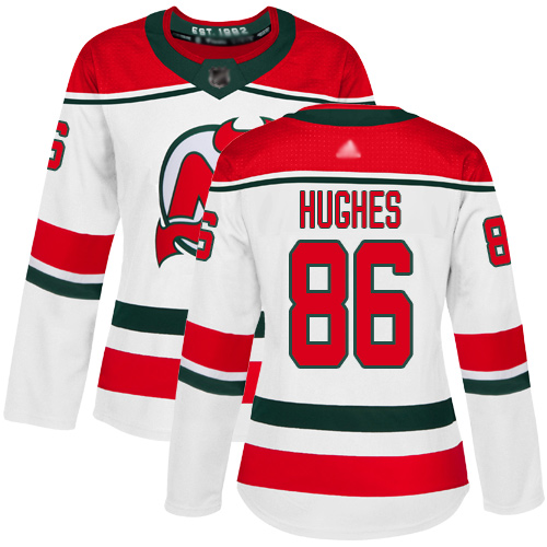 New Jersey Devils #86 Jack Hughes White Alternate Authentic Women's Stitched Hockey Jersey