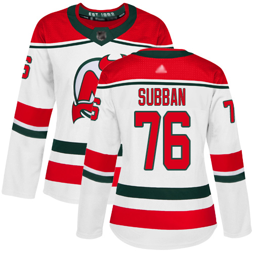 New Jersey Devils #76 P. K. Subban White Alternate Authentic Women's Stitched Hockey Jersey
