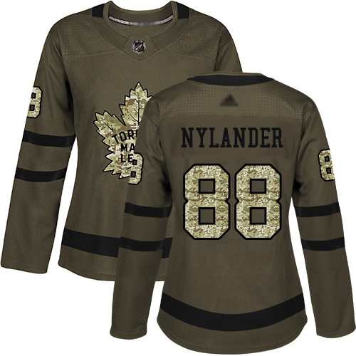Toronto Maple Leafs #88 William Nylander Green Salute to Service Women's Stitched Hockey Jersey