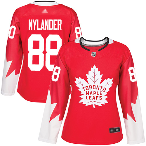 Toronto Maple Leafs #88 William Nylander Red Team Canada Authentic Women's Stitched Hockey Jersey