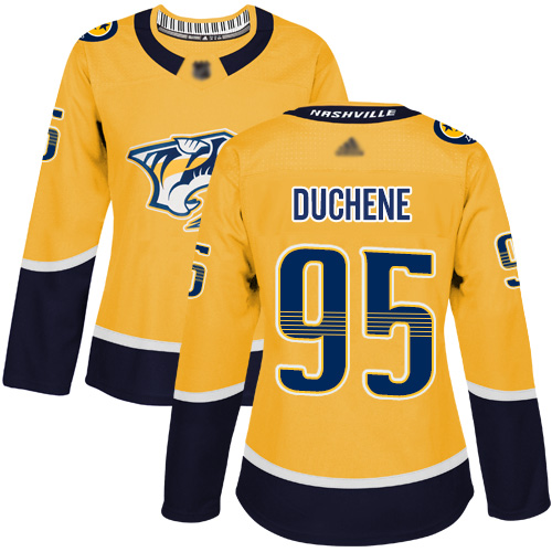 Nashville Predators #95 Matt Duchene Yellow Home Authentic Women's Stitched Hockey Jersey
