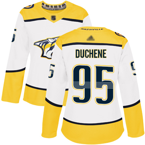Nashville Predators #95 Matt Duchene White Road Authentic Women's Stitched Hockey Jersey
