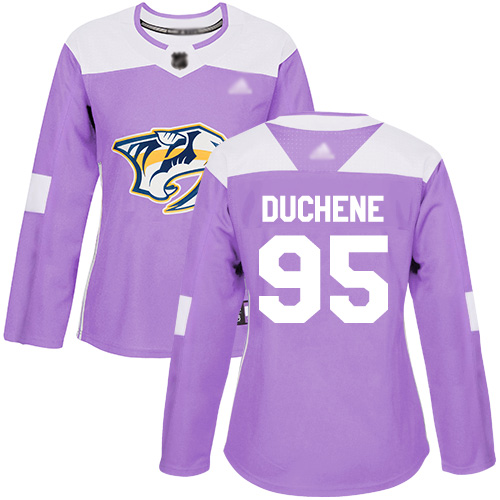 Nashville Predators #95 Matt Duchene Purple Authentic Fights Cancer Women's Stitched Hockey Jersey