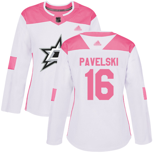 Dallas Stars #16 Joe Pavelski White Pink Authentic Fashion Women's Stitched Hockey Jersey