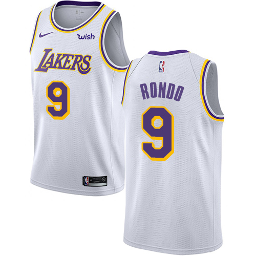 Lakers #9 Rajon Rondo White Youth Basketball Swingman Association Edition Jersey