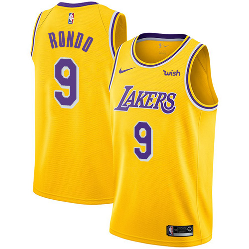 Lakers #9 Rajon Rondo Gold Youth Basketball Swingman Icon Edition Jersey