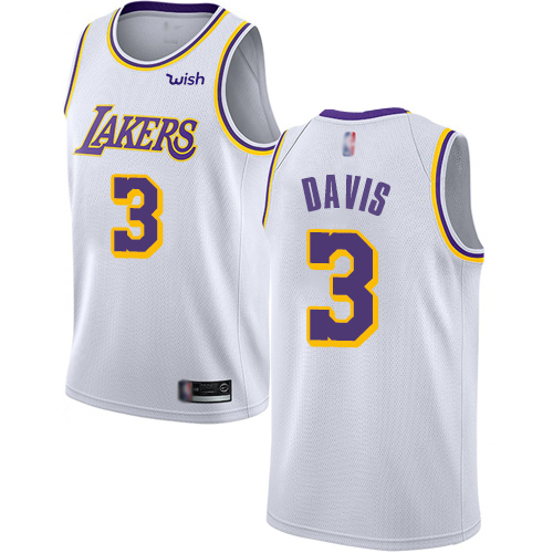 Lakers #3 Anthony Davis White Youth Basketball Swingman Association Edition Jersey