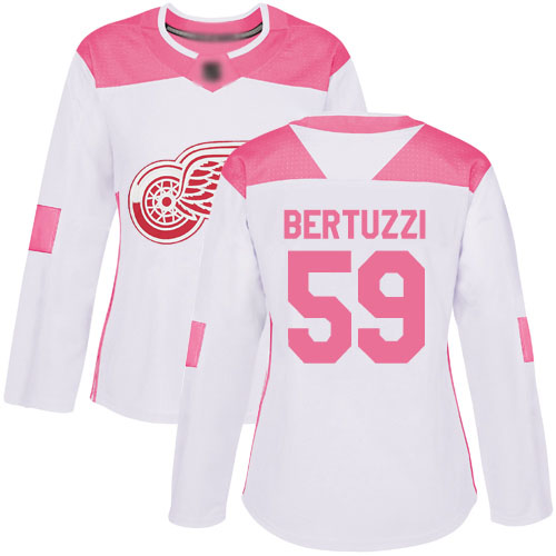 Women's Detroit Red Wings Authentic #59 Tyler Bertuzzi White Pink Fashion Jersey