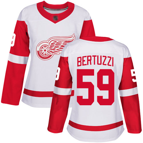 Women's Detroit Red Wings Authentic #59 Tyler Bertuzzi White Away Jersey