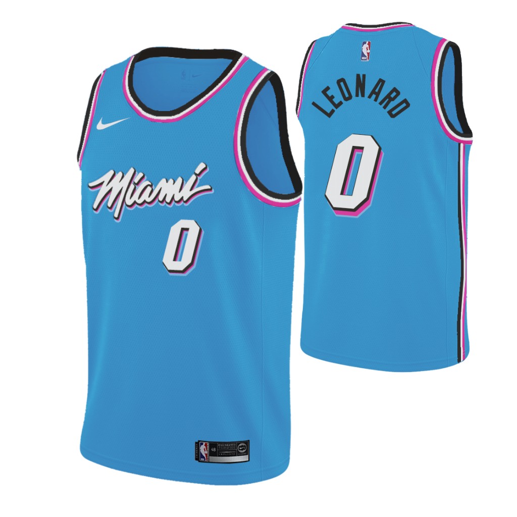 Nike Heat #0 Meyers Leonard 2019-20 Men's Blue Miami City Edition NBA Jersey