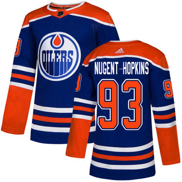 Men's Adidas Edmonton Oilers #93 Ryan Nugent-Hopkins Royal Blue NHL Alternate Jersey