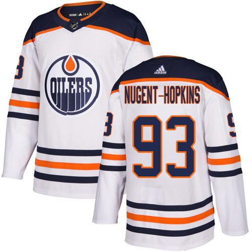 Men's Adidas Edmonton Oilers #93 Ryan Nugent-Hopkins Away White NHL Alternate Jersey