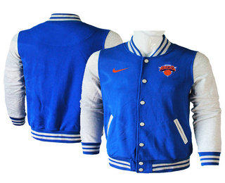 Men's New York Knicks Blue Stitched NBA Jacket