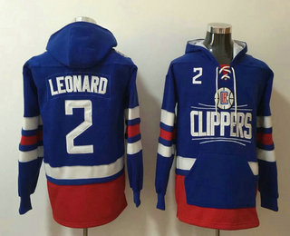 Men's Los Angeles Clippers #2 Kawhi Leonard NEW Blue Pocket Stitched NBA Pullover Hoodie