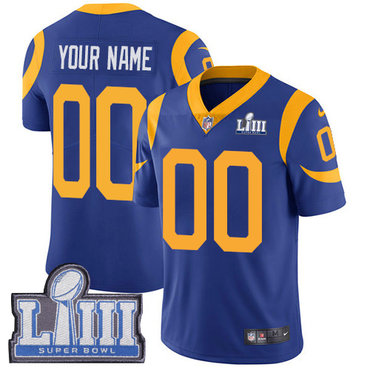 Youth Customized Los Angeles Rams Vapor Untouchable Super Bowl LIII Bound Limited Royal Blue Nike NFL Alternate Jersey 