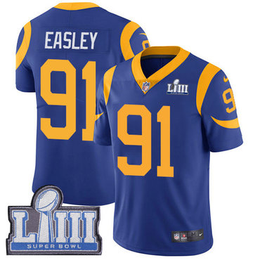 Youth Los Angeles Rams #91 Dominique Easley Royal Blue Nike NFL Alternate Vapor Untouchable Super Bowl LIII Bound Limited Jersey