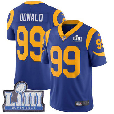 Youth Los Angeles Rams #99Aaron Donald Royal Blue Nike NFL Alternate Vapor Untouchable Super Bowl LIII Bound Limited Jersey