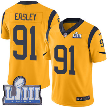 Youth Los Angeles Rams #91 Dominique Easley Gold Nike NFL Rush Vapor Untouchable Super Bowl LIII Bound Limited Jersey