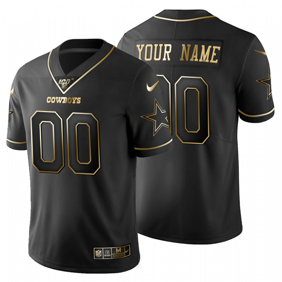 Dallas Cowboys Custom Men's Nike Black Golden Limited NFL 100th season Jersey