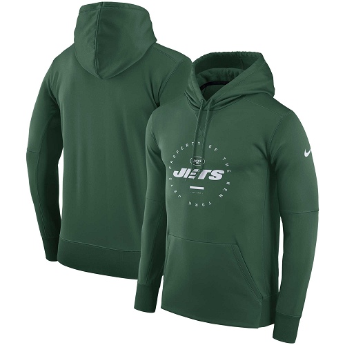 Men's New York Jets Nike Green Sideline Property Of Wordmark Logo Performance Pullover Hoodie