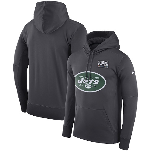Men's New York Jets Nike Anthracite Crucial Catch Performance Pullover Hoodie