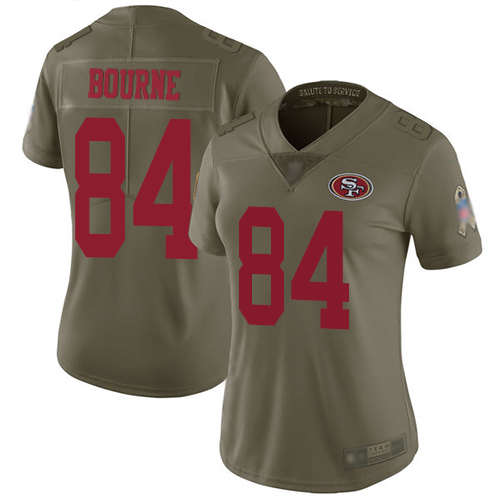 San Francisco 49ers Women's #84 Kendrick Bourne Olive Limited 2017 Salute to Service Jersey