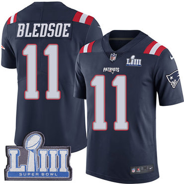 Youth New England Patriots #11 Drew Bledsoe Navy Blue Nike NFL Rush Vapor Untouchable Super Bowl LIII Bound Limited Jersey