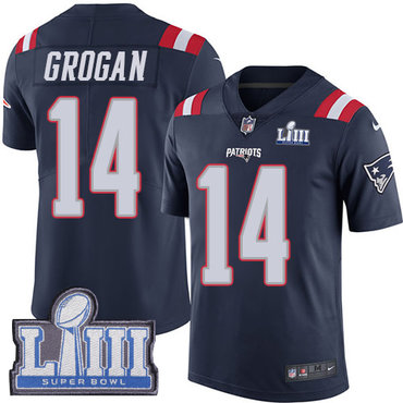 Youth New England Patriots #14 Steve Grogan Navy Blue Nike NFL Rush Vapor Untouchable Super Bowl LIII Bound Limited Jersey