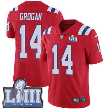 Youth New England Patriots #14 Steve Grogan Red Nike NFL Alternate Vapor Untouchable Super Bowl LIII Bound Limited Jersey