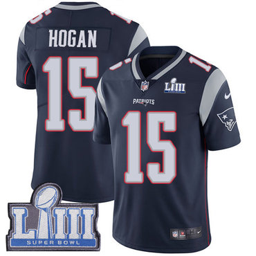 Youth New England Patriots #15 Chris Hogan Navy Blue Nike NFL Home Vapor Untouchable Super Bowl LIII Bound Limited Jersey
