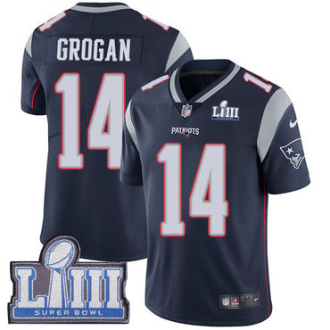 Youth New England Patriots #14 Steve Grogan Navy Blue Nike NFL Home Vapor Untouchable Super Bowl LIII Bound Limited Jersey
