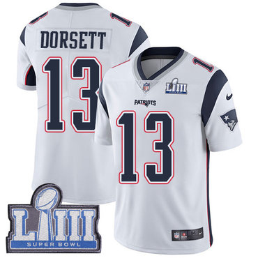 Youth New England Patriots #13 Phillip Dorsett White Nike NFL Road Vapor Untouchable Super Bowl LIII Bound Limited Jersey