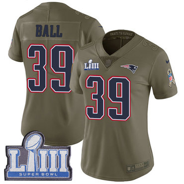 #39 Limited Montee Ball Olive Nike NFL Women's Jersey New England Patriots 2017 Salute to Service Super Bowl LIII Bound