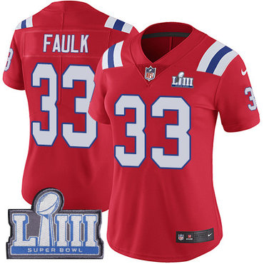 #33 Limited Kevin Faulk Red Nike NFL Alternate Women's Jersey New England Patriots Vapor Untouchable Super Bowl LIII Bound