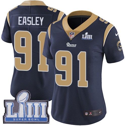 Women's Los Angeles Rams #91 Dominique Easley Navy Blue Nike NFL Home Vapor Untouchable Super Bowl LIII Bound Limited Jersey