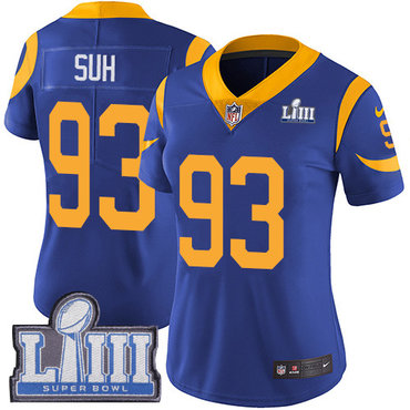 Women's Los Angeles Rams #93 Ndamukong Suh Royal Blue Nike NFL Alternate Vapor Untouchable Super Bowl LIII Bound Limited Jersey