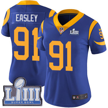Women's Los Angeles Rams #91 Dominique Easley Royal Blue Nike NFL Alternate Vapor Untouchable Super Bowl LIII Bound Limited Jersey
