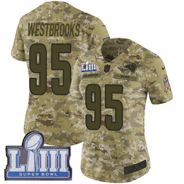 #95 Limited Ethan Westbrooks Camo Nike NFL Women's Jersey Los Angeles Rams 2018 Salute to Service Super Bowl LIII Bound