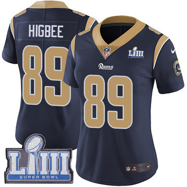 Women's Los Angeles Rams #89 Tyler Higbee Navy Blue Nike NFL Home Vapor Untouchable Super Bowl LIII Bound Limited Jersey