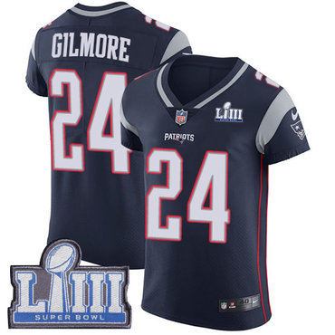 #24 Elite Stephon Gilmore Navy Blue Nike NFL Home Men's Jersey New England Patriots Vapor Untouchable Super Bowl LIII Bound