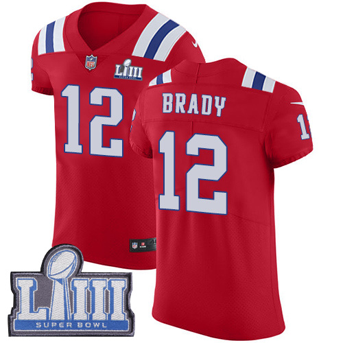 Men's New England Patriots #12 Tom Brady Red Nike NFL Alternate Vapor Untouchable Super Bowl LIII Bound Elite Jersey