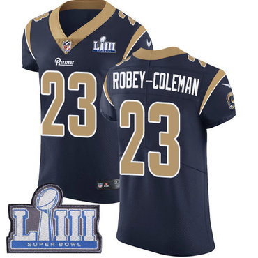Men's Los Angeles Rams #23 Nickell Robey-Coleman Navy Blue Nike NFL Home Vapor Untouchable Super Bowl LIII Bound Elite Jersey