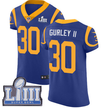 Men's Los Angeles Rams #30 Todd Gurley Royal Blue Nike NFL Alternate Vapor Untouchable Super Bowl LIII Bound Elite Jersey