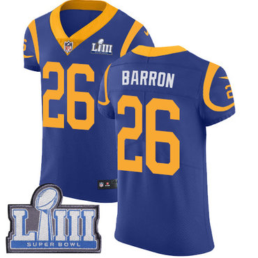 Men's Los Angeles Rams #26 Mark Barron Royal Blue Nike NFL Alternate Vapor Untouchable Super Bowl LIII Bound Elite Jersey