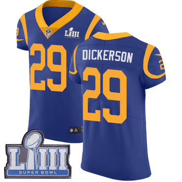 Men's Los Angeles Rams #29 Eric Dickerson Royal Blue Nike NFL Alternate Vapor Untouchable Super Bowl LIII Bound Elite Jersey